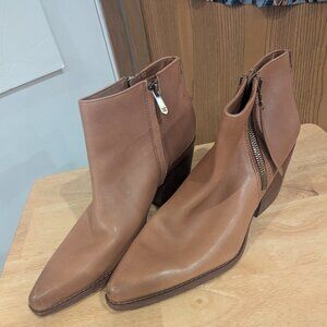 Sam Edelman Brown Leather Zip Ankle Boots -Size 10